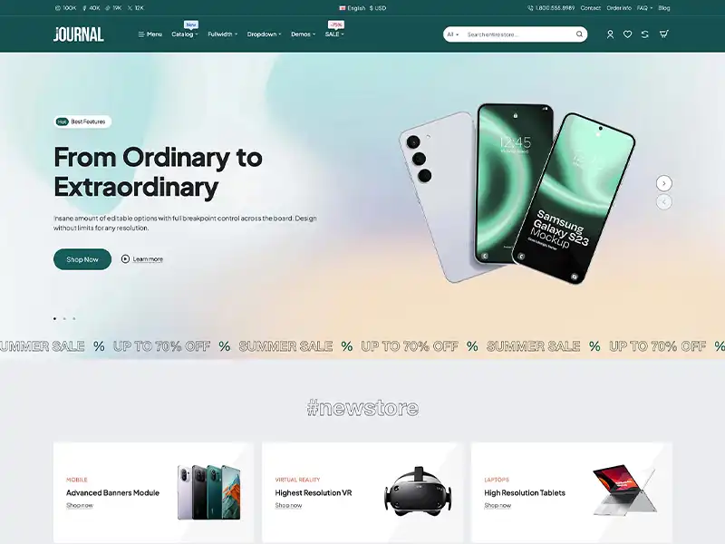 Mobil Shop V1 Pro Tema Görünümü